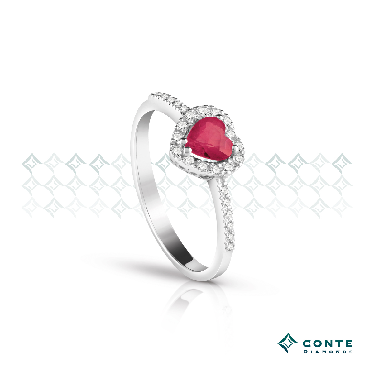 Anello con rubino a cuore