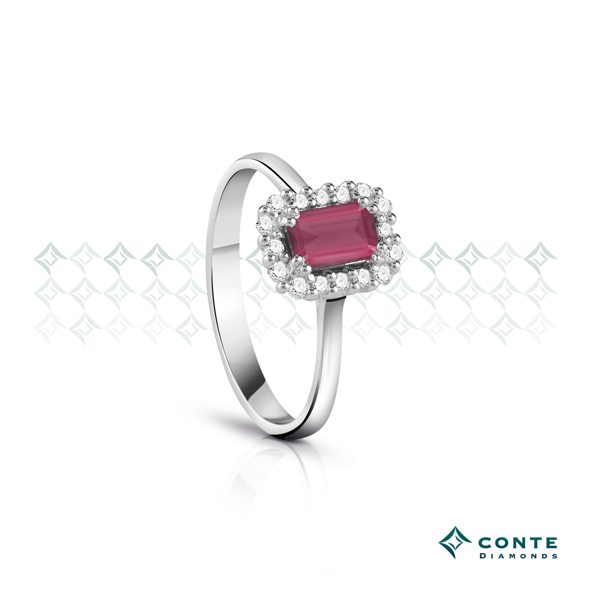 Anello con rubino ottagonale