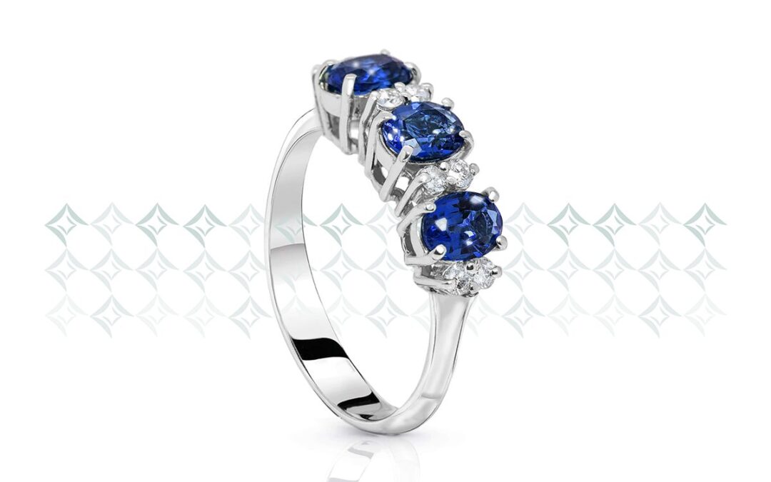 Anello trilogy con zaffiri