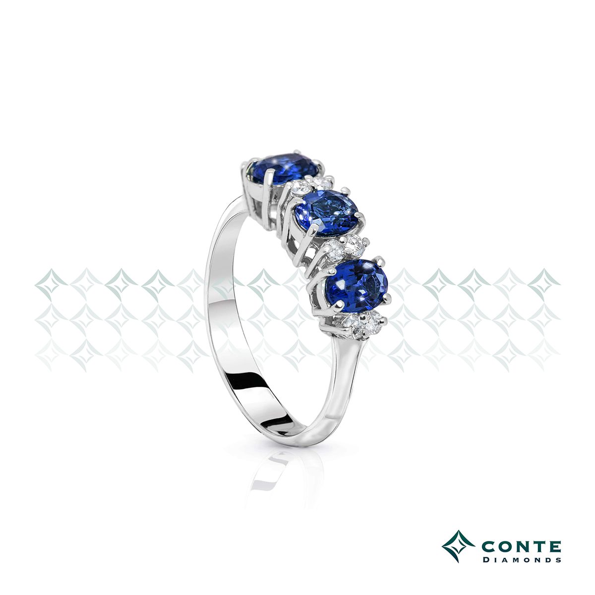Anello trilogy con zaffiri