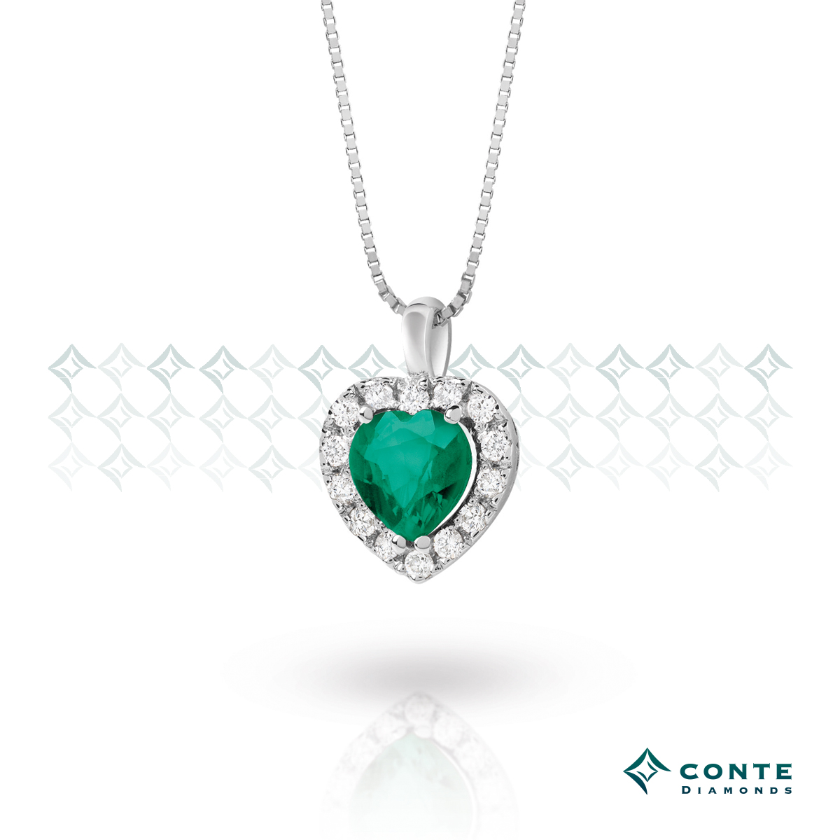 Collana con smeraldo a cuore