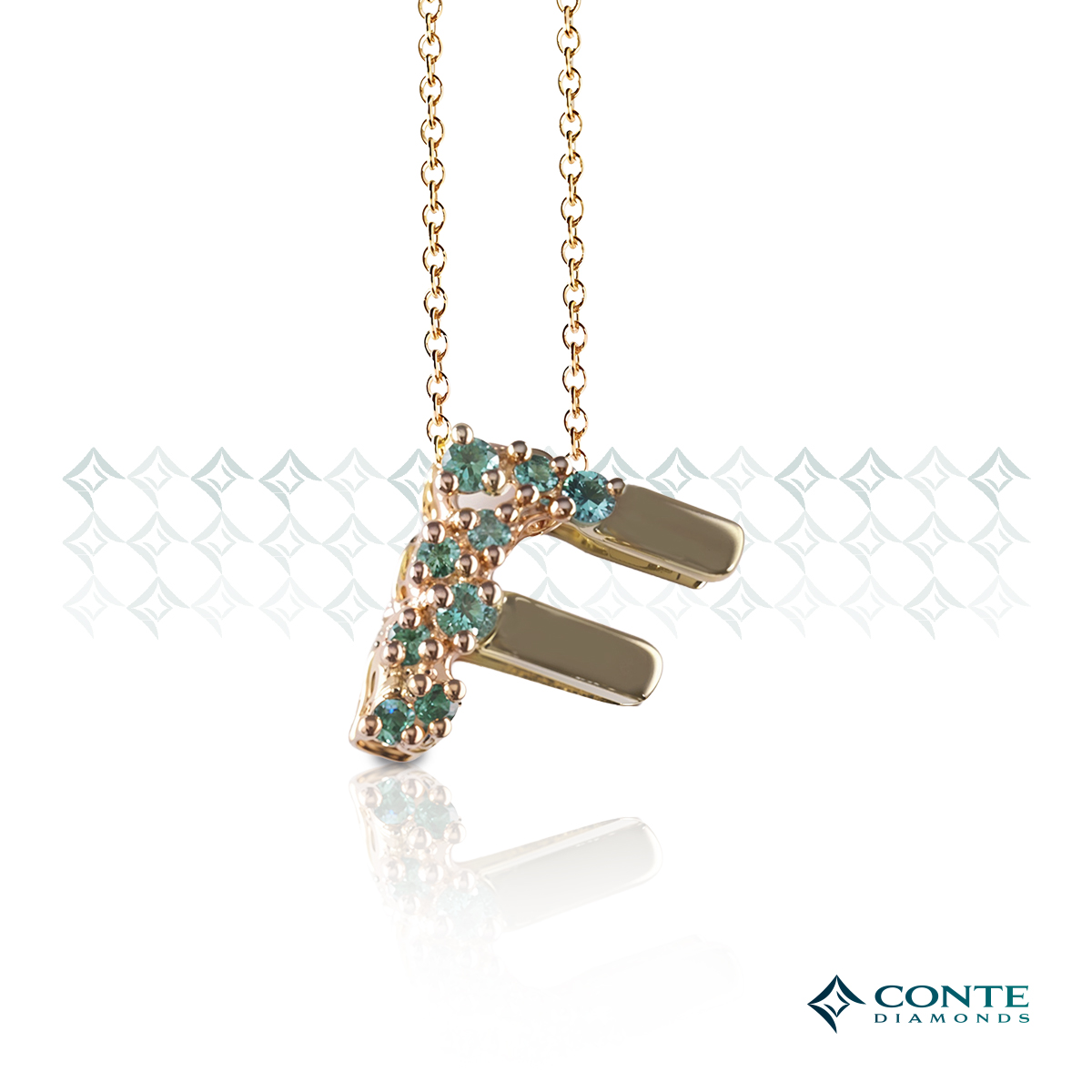 Collana con ciondolo lettera F