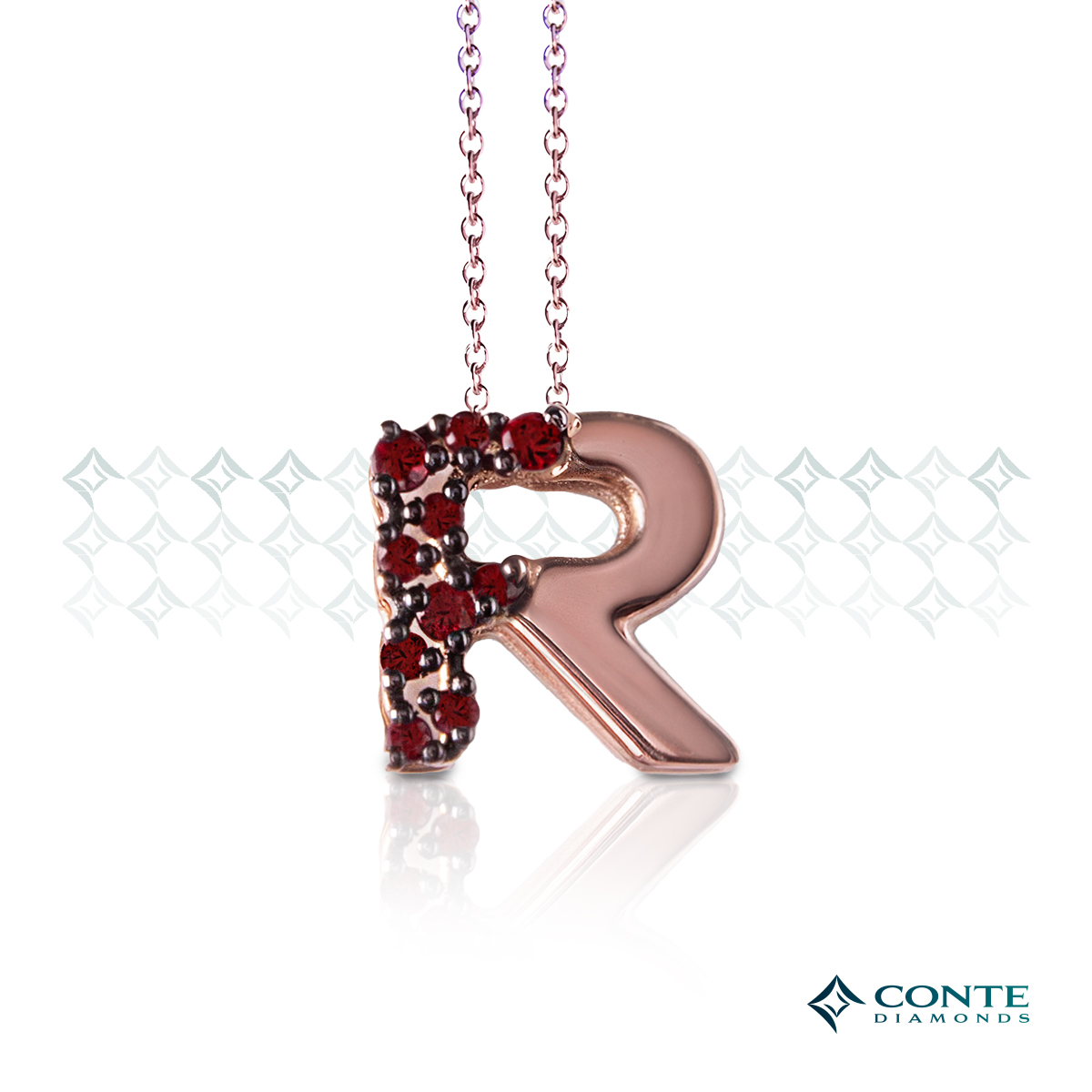 Collana con ciondolo lettera R