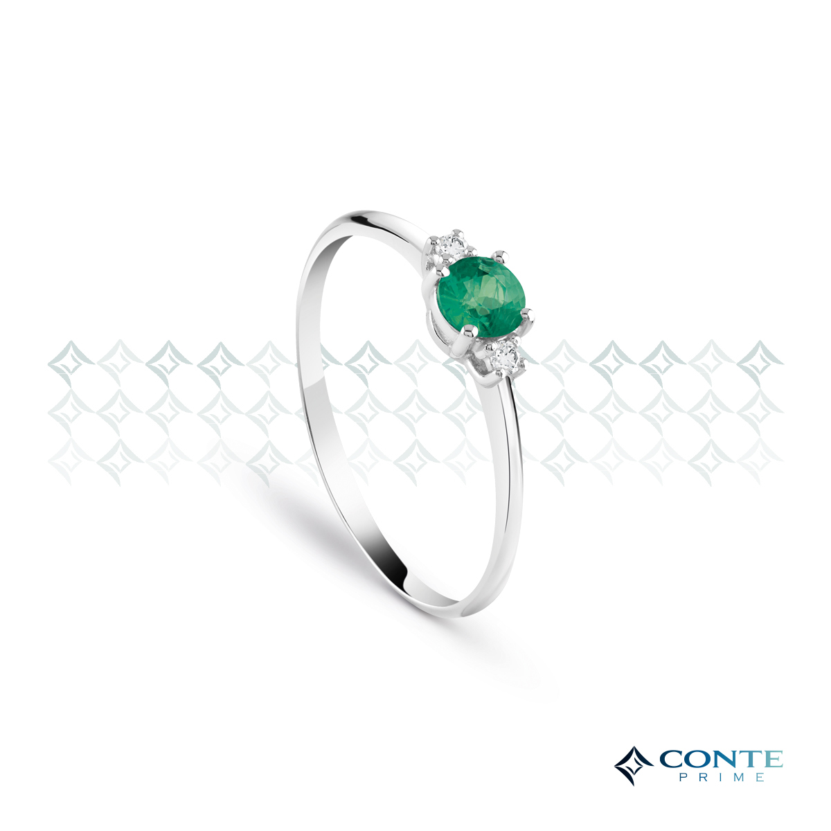Anello Easy Round con smeraldo