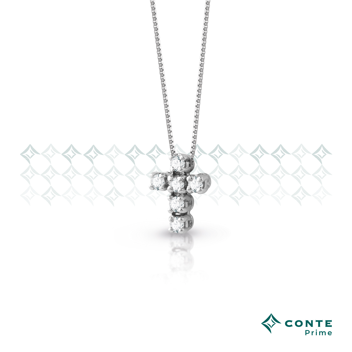 Collana croce C-Rainbow con diamanti