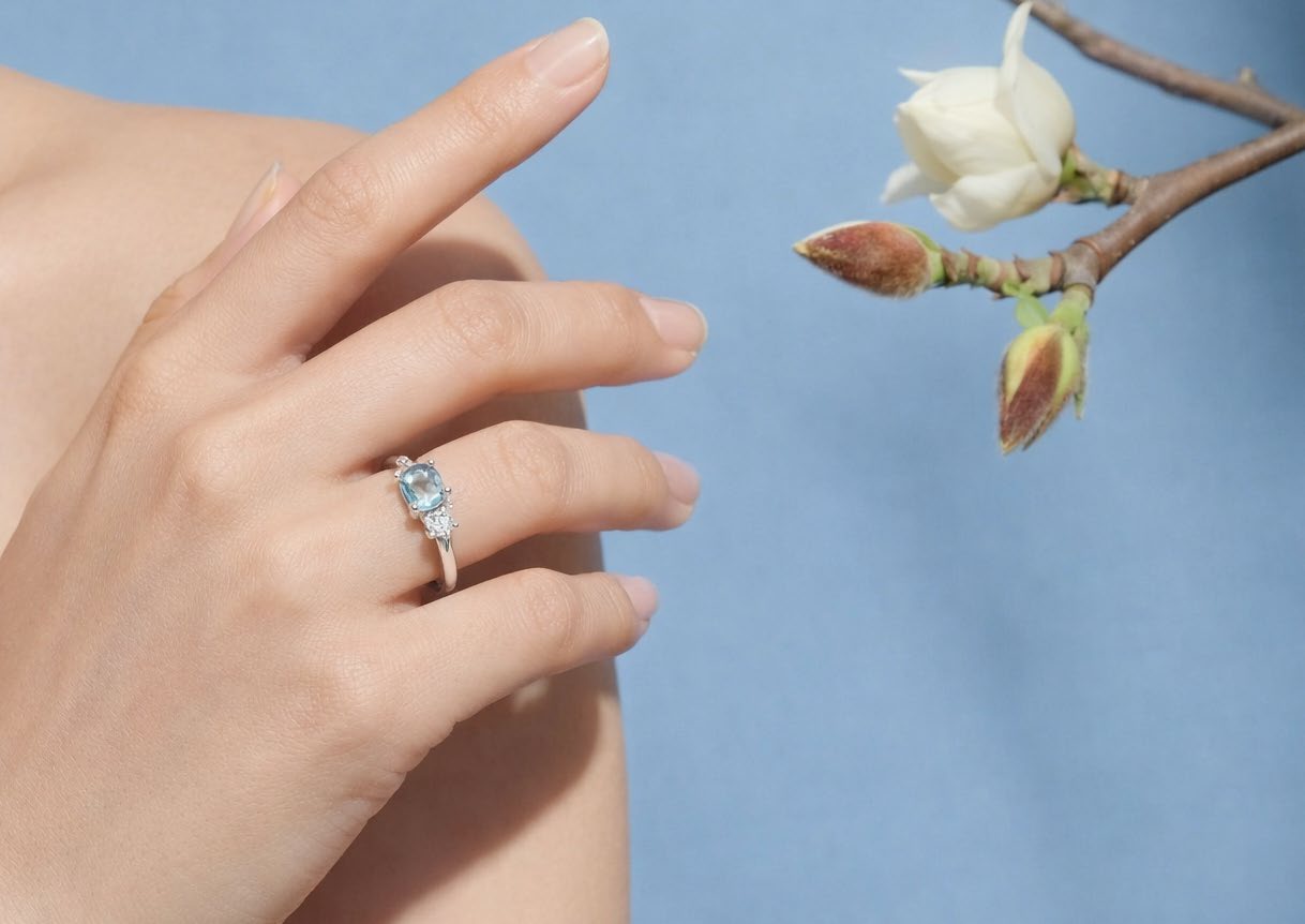 Un anello della linea Prime di Conte Diamonds indossato
